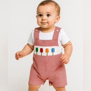 Vintage 80s Hand Smocked Baby Outfit